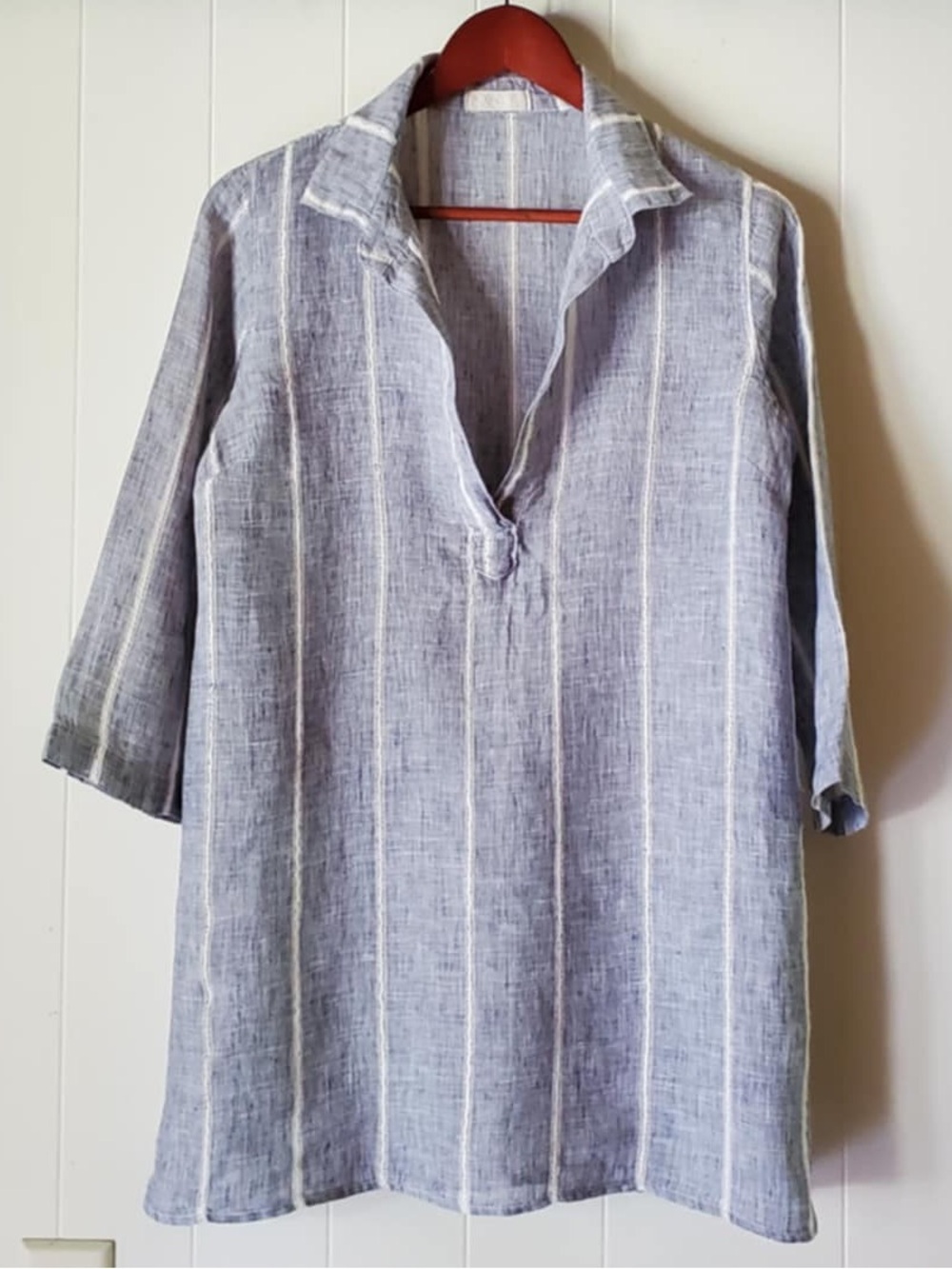 CP Shades Linen Blue White Striped Tunic